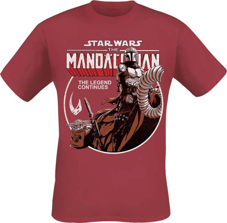 Star Wars The Mandalorian - Circle Tričko červená - Merchstore.cz Star Wars The Mandalorian - Circle Tričko červená - Merchstore.cz