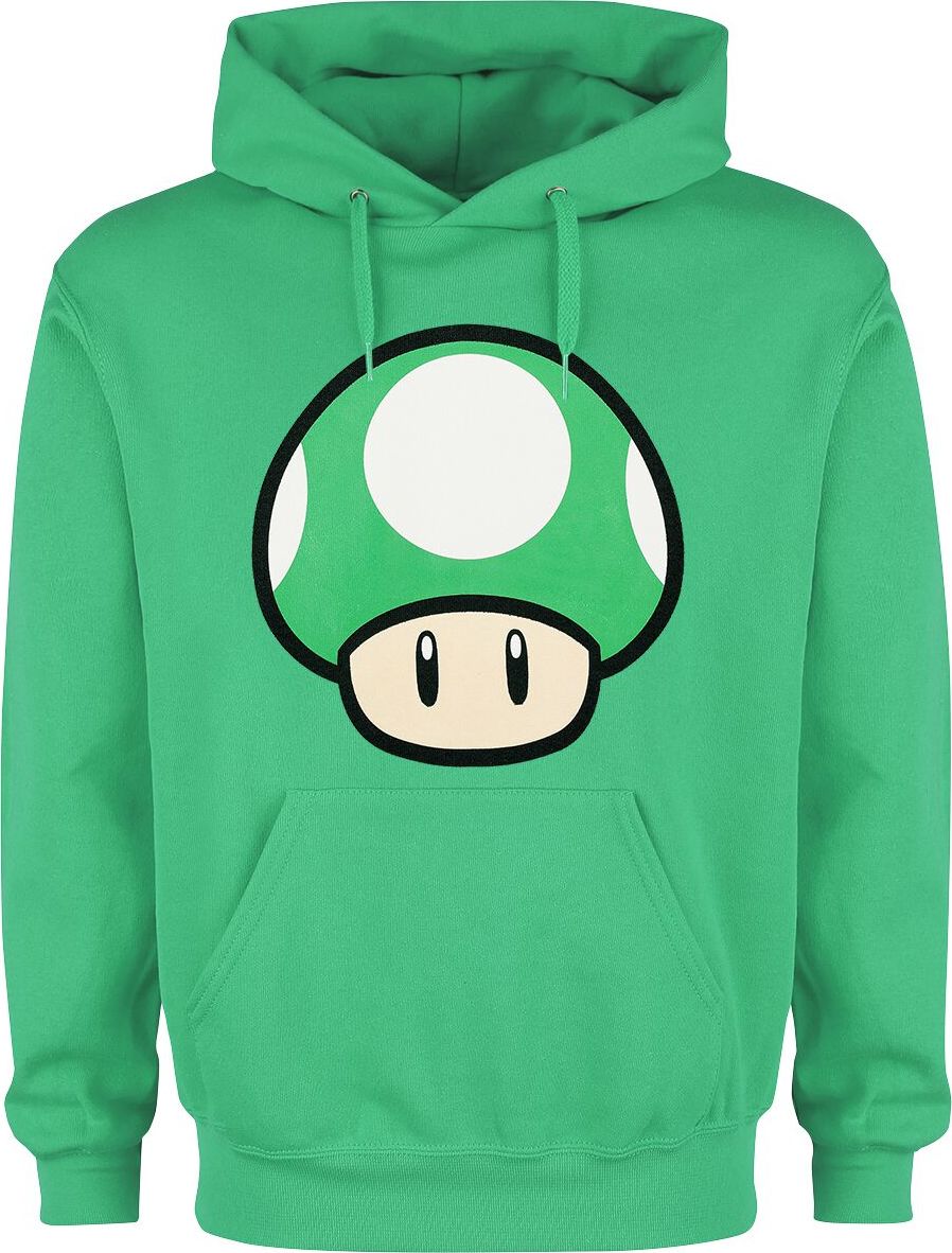 Super Mario 1 - Up Mushroom Mikina s kapucí zelená - Merchstore.cz