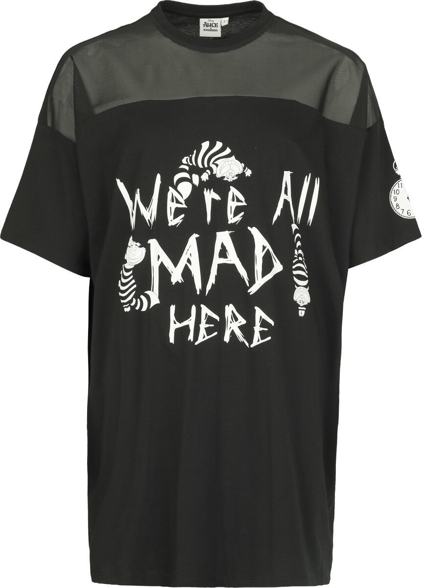 Alice in Wonderland Grinsekatze - We're All Mad Here Dámské tričko černá - Merchstore.cz