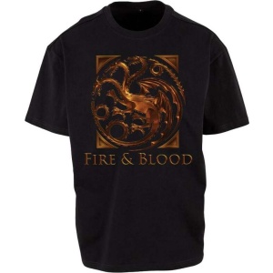 Game Of Thrones House of the Dragon - Fire & Blood Metal Emblem Tričko černá - Merchstore.cz