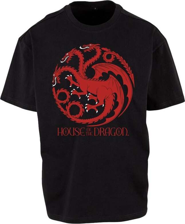 Game Of Thrones House of the Dragon - Red Three Headed Dragon Emblem Tričko černá - Merchstore.cz